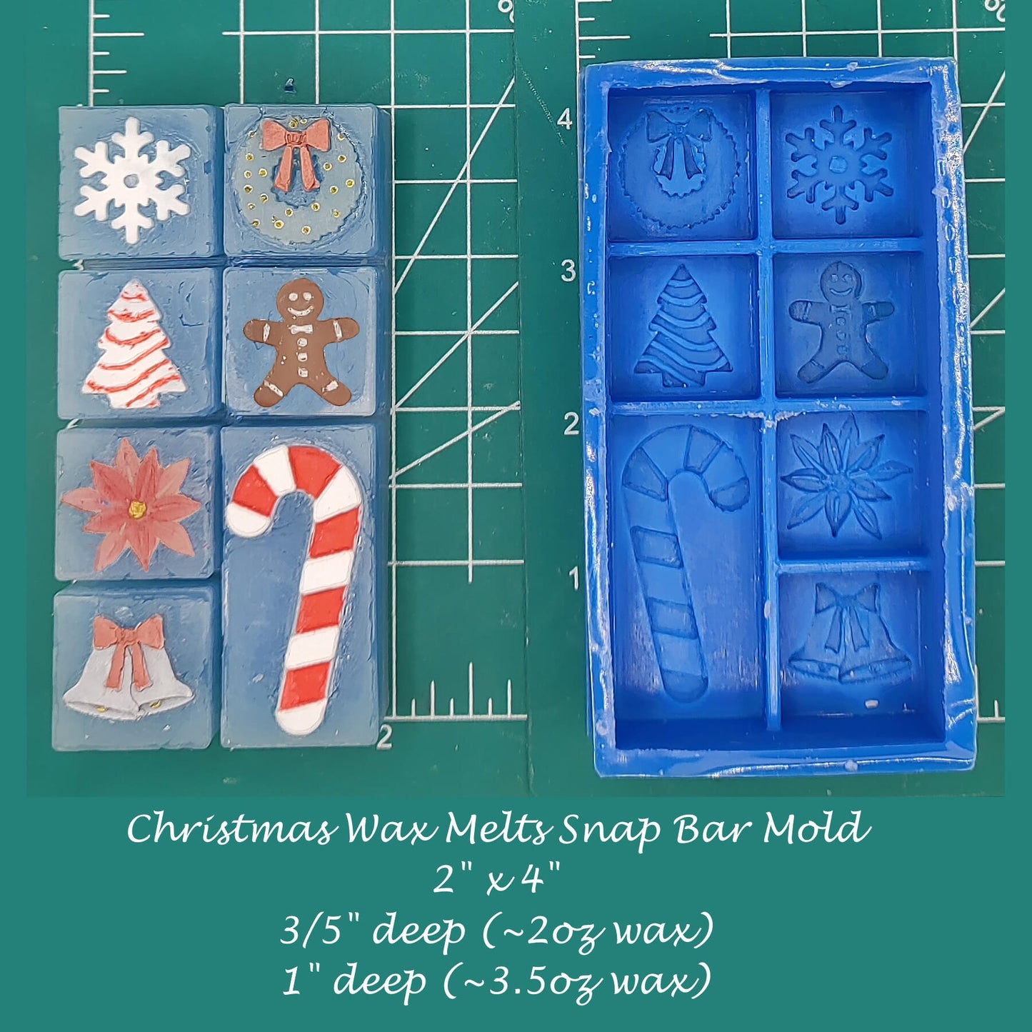 Christmas Wax Melt Snap Bar Silicone Mold